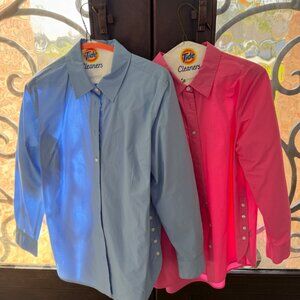 Talbots Side Button Boyfriend Shirts (Pink & Blue) SOLD TOGETHER